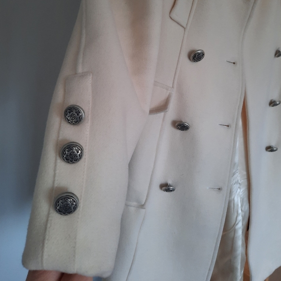 Stunning Bebe Belted Wool Coat with Rabbit Fur Collar - Picture 7 of 13